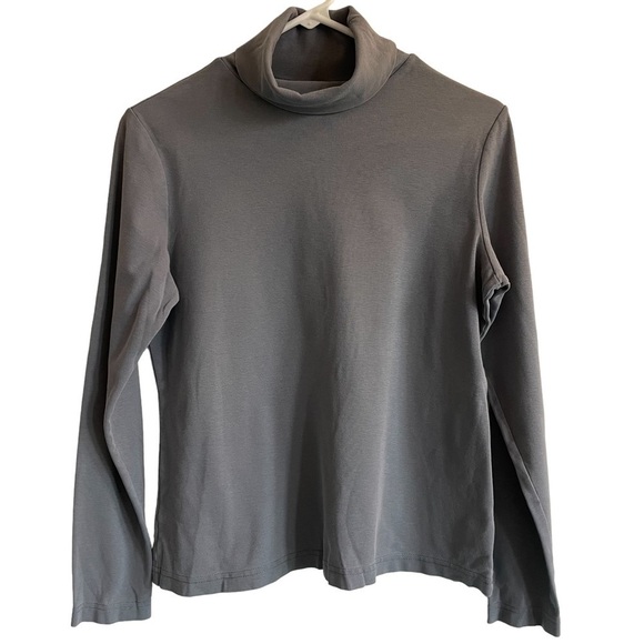 Peruvian Connection Tops - Peruvian Connection Gray Turtleneck Base Layer Tee, Size M